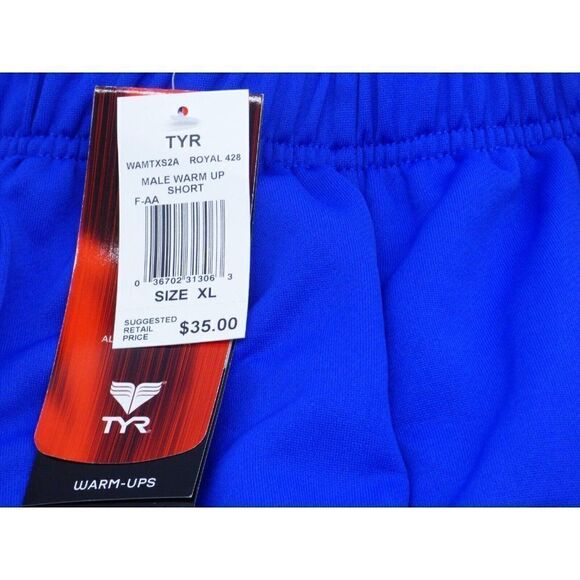 TYR Male Warm-Up Shorts, Royal Blue, XL - Picture 6 of 7